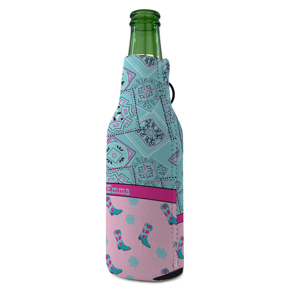 Cowgirl Zipper Bottle Cooler - ANGLE (bottle)