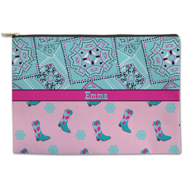 Custom Cowgirl Zipper Pouch - Large - 12.5"x8.5" (Personalized)