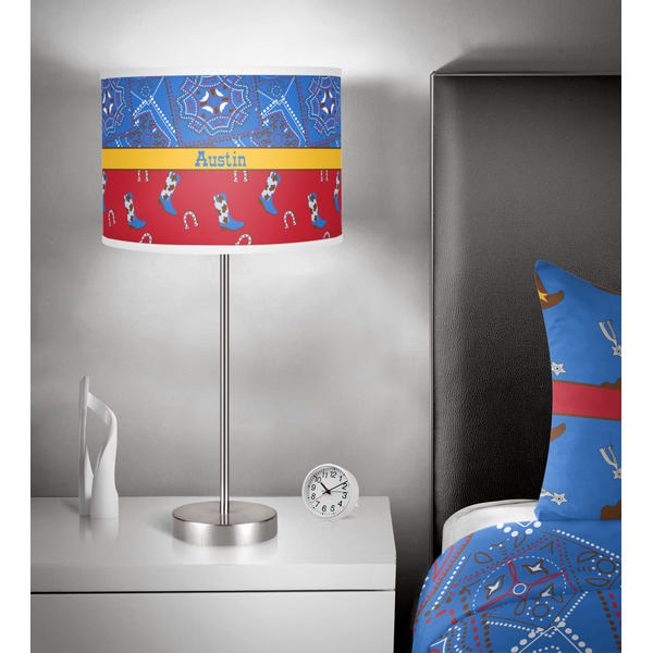 Cowboy 13 inch drum lamp shade - in room