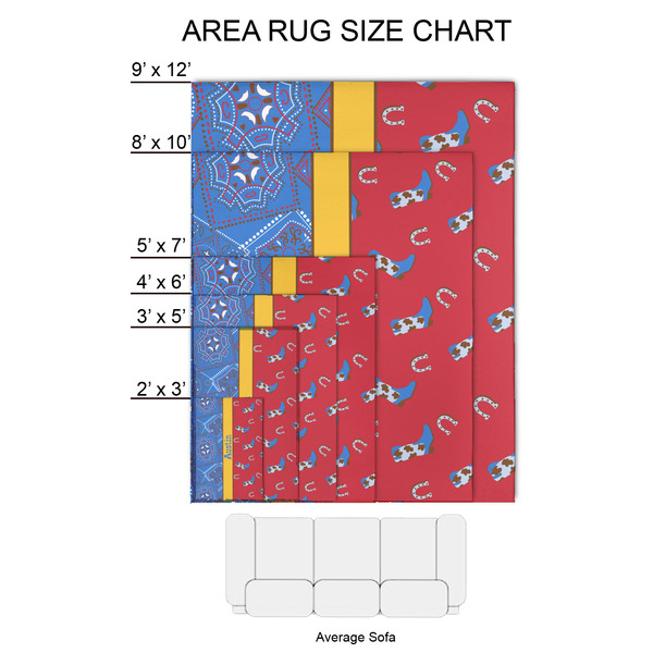 Cowboy 2'x3' Indoor Area Rugs - Size Chart