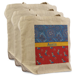 Cowboy Reusable Cotton Grocery Bags - Set of 3 (Personalized)