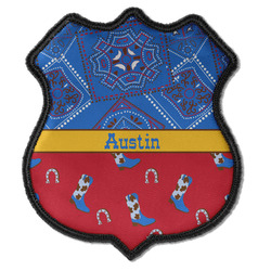 Cowboy Iron On Shield Patch C w/ Name or Text