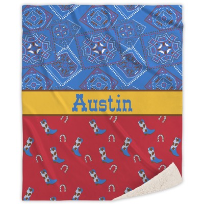 Cowboy Sherpa Throw Blanket (Personalized)