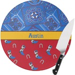 Cowboy Round Glass Cutting Board - Small (Personalized)