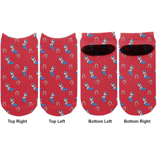 Cowboy Adult Ankle Socks - Double Pair - Front and Back - Apvl