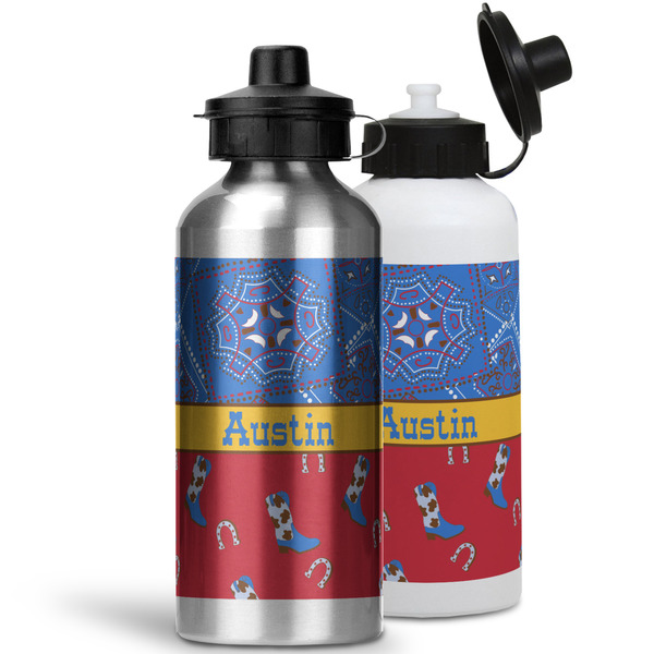 Cowboy Aluminum Water Bottles - MAIN (white &silver)