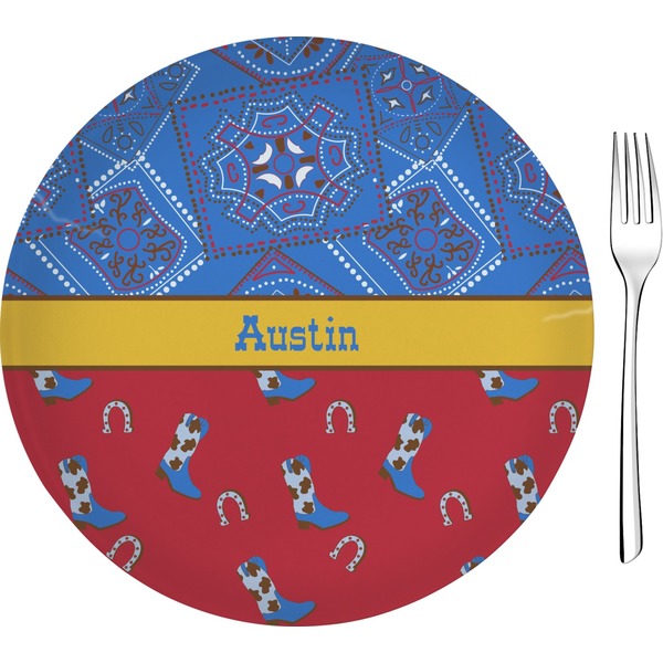 Custom Cowboy 8" Glass Appetizer / Dessert Plates - Single or Set (Personalized)