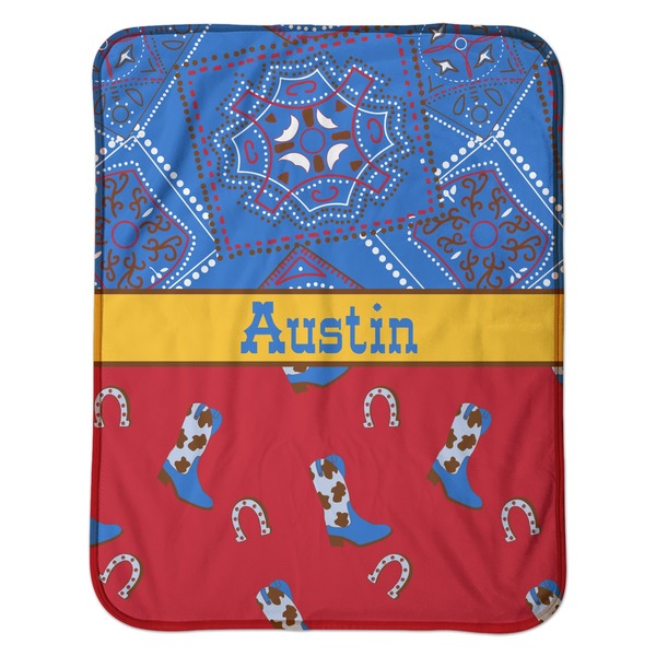 Cowboy Baby Sherpa Blanket - Flat
