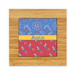 Cowboy Bamboo Trivet with Ceramic Tile Insert (Personalized)