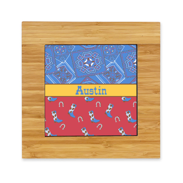 Custom Cowboy Bamboo Trivet with Ceramic Tile Insert (Personalized)