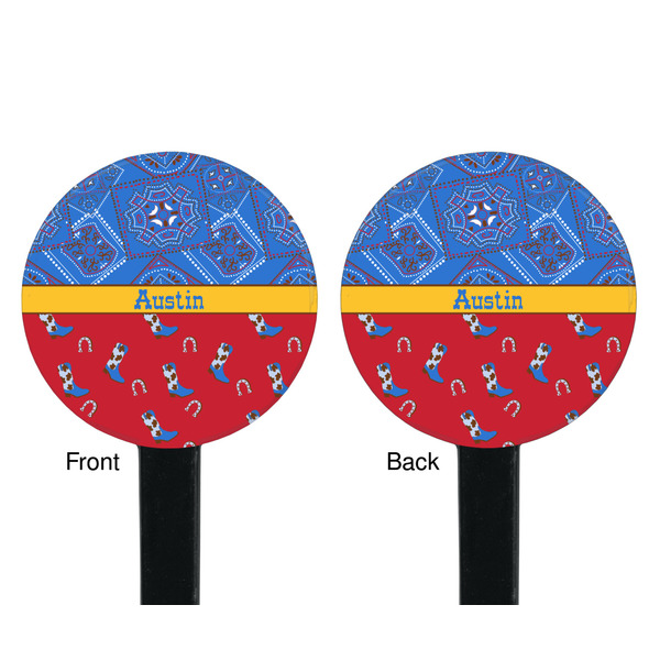 Cowboy Black Plastic 7" Stir Stick - Double Sided - Round - Front & Back