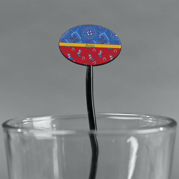 Cowboy Black Plastic 7" Stir Stick - Oval - Main