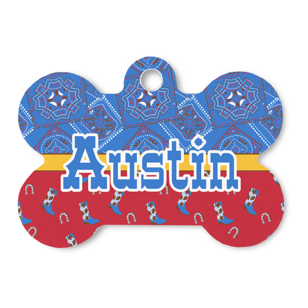 Custom Cowboy Bone Shaped Dog ID Tag (Personalized)