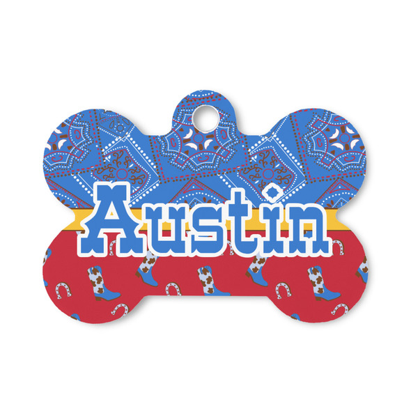 Custom Cowboy Bone Shaped Dog ID Tag - Small (Personalized)