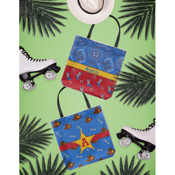 Cowboy Canvas Tote Lifestyle Front and Back- 13x13