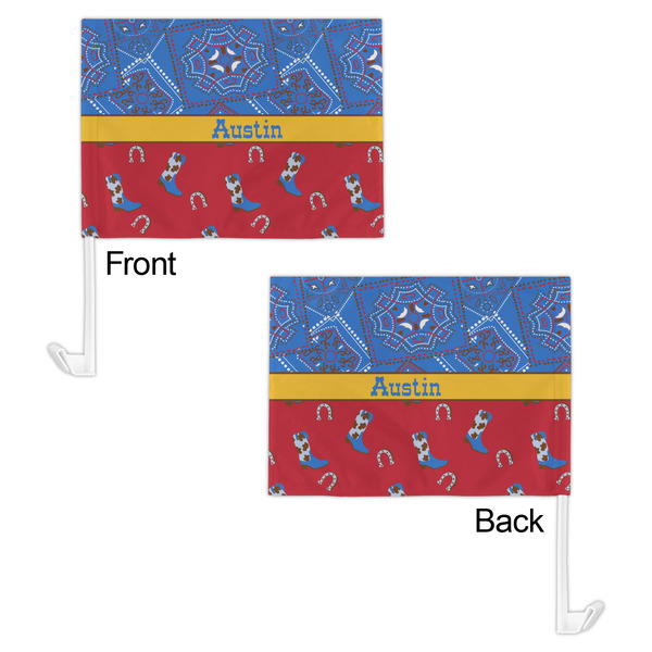 Cowboy Car Flag - 11" x 8" - Front & Back View