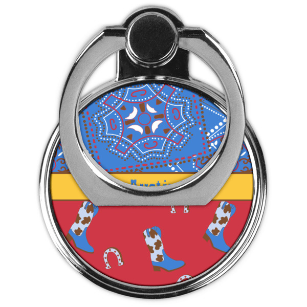 Cowboy Cell Phone Ring Stand & Holder - Front (Collapsed)