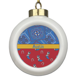 Cowboy Ceramic Ball Ornament (Personalized)