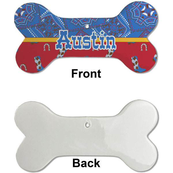 Cowboy Ceramic Flat Ornament - Bone Front & Back Single Print (APPROVAL)
