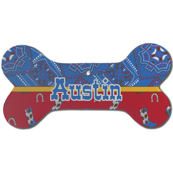 Cowboy Ceramic Flat Ornament - Bone Front