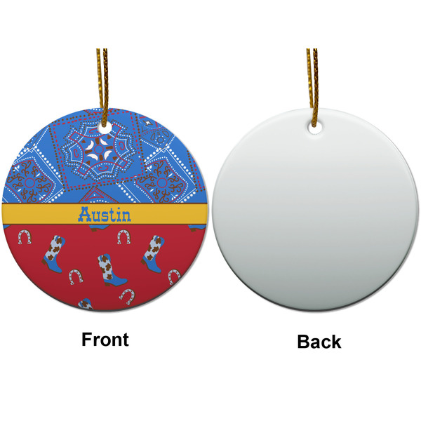 Cowboy Ceramic Flat Ornament - Circle Front & Back (APPROVAL)