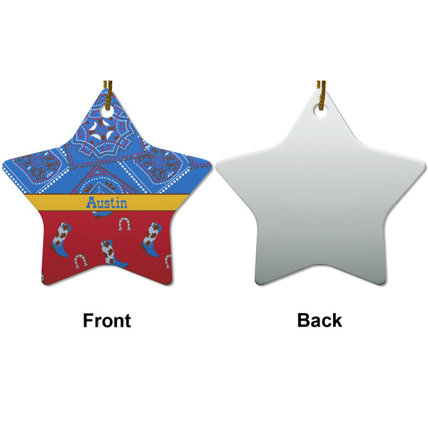 Cowboy Ceramic Flat Ornament - Star Front & Back (APPROVAL)