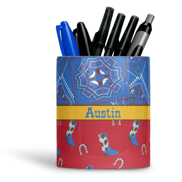 Custom Cowboy Ceramic Pen Holder