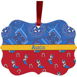 Cowboy Metal Frame Ornament - Double Sided w/ Name or Text