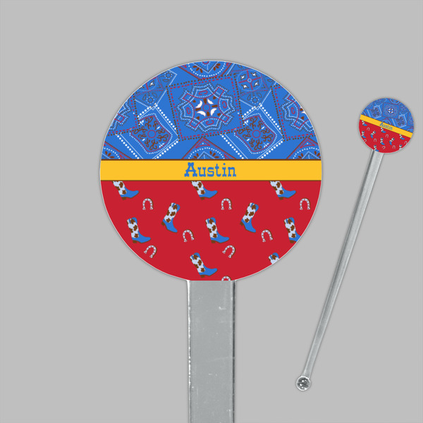 Cowboy Clear Plastic 7" Stir Stick - Round - Closeup