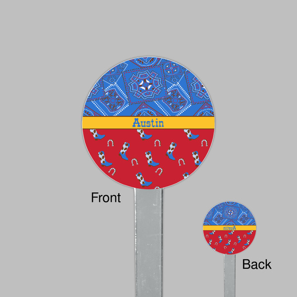 Cowboy Clear Plastic 7" Stir Stick - Round - Front & Back