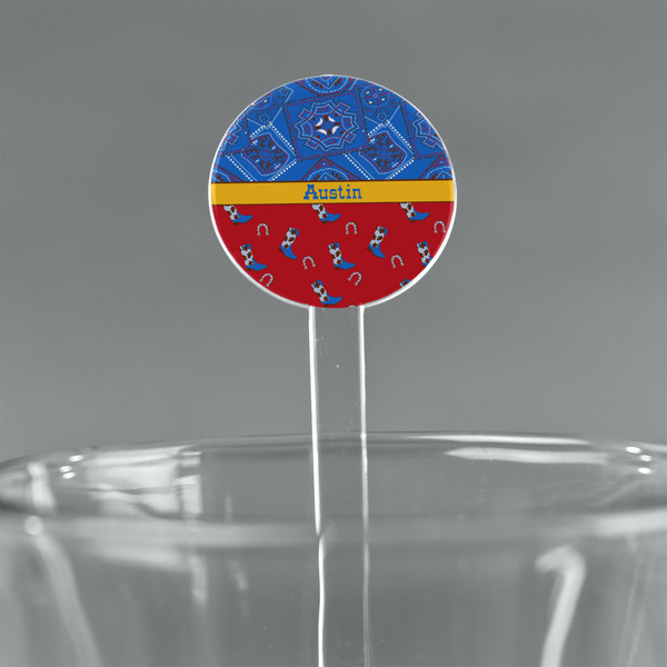 Custom Cowboy 5.5" Round Plastic Stir Sticks - Clear (Personalized)