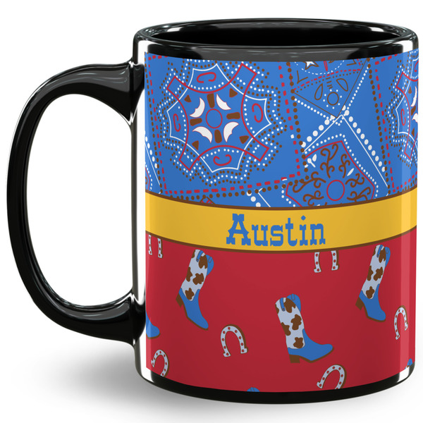 Custom Cowboy 11 Oz Coffee Mug - Black (Personalized)