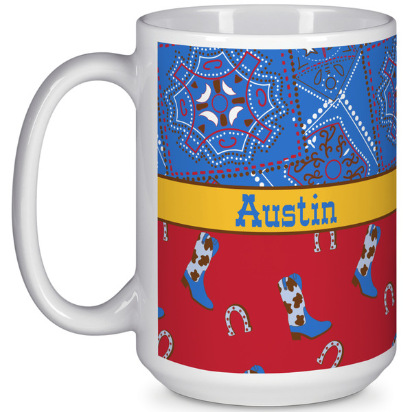Custom Cowboy 15 Oz Coffee Mug - White (Personalized)