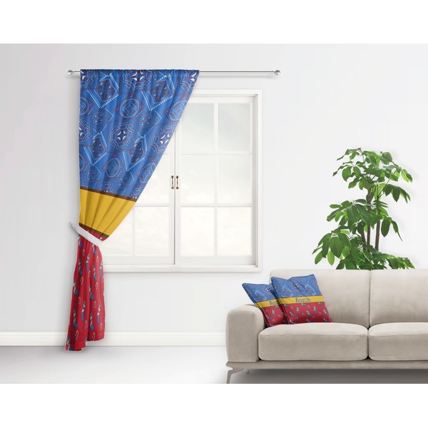 Cowboy Curtain With Window and Rod - in Room Matching Pillow