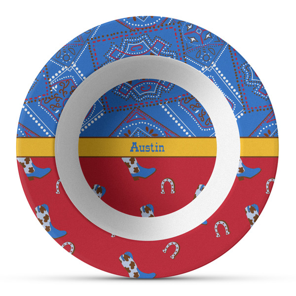 Custom Cowboy Plastic Bowl - Microwave Safe - Composite Polymer (Personalized)