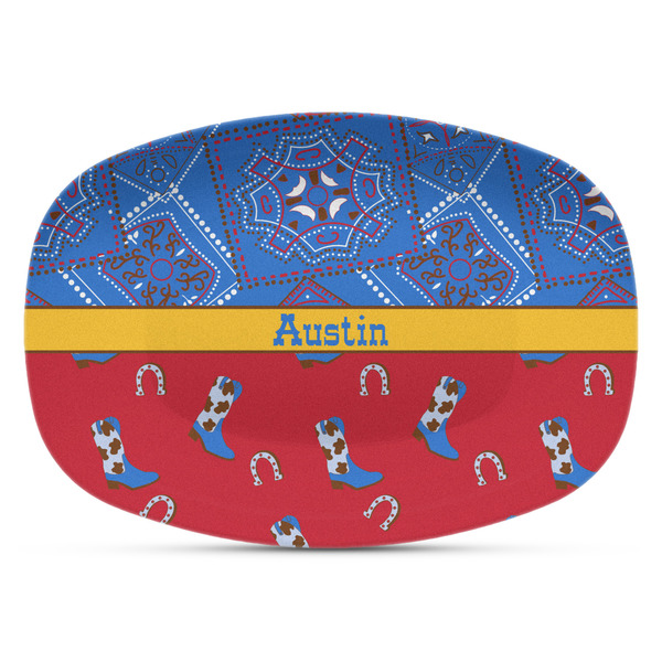 Custom Cowboy Plastic Platter - Microwave & Oven Safe Composite Polymer (Personalized)