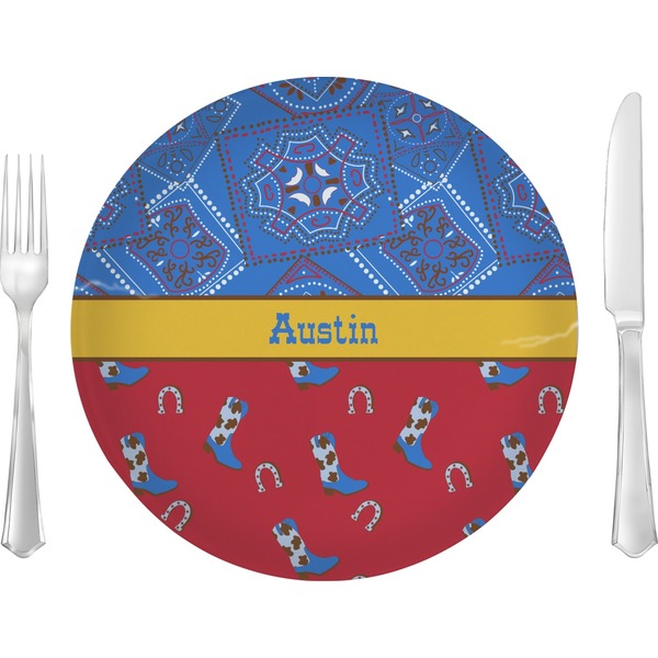 Custom Cowboy Glass Lunch / Dinner Plate 10" (Personalized)