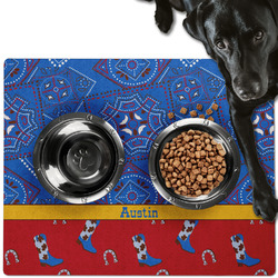 Cowboy Dog Food Mat - Large w/ Name or Text