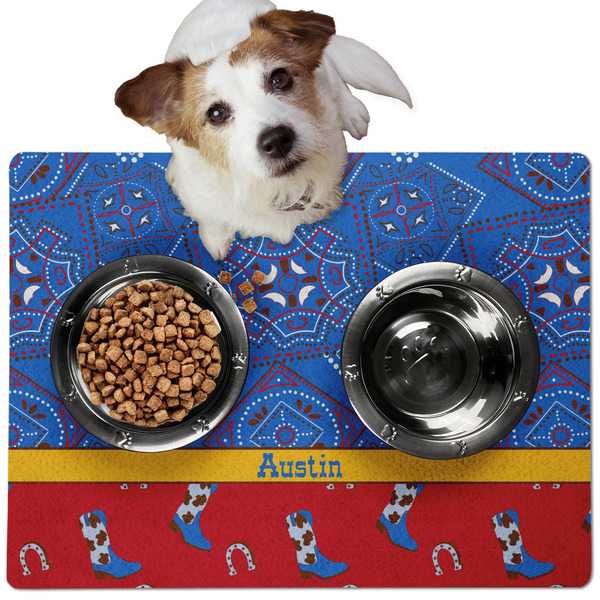 Cowboy Dog Food Mat - Medium LIFESTYLE
