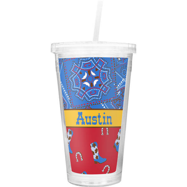 Custom Cowboy Double Wall Tumbler with Straw (Personalized)