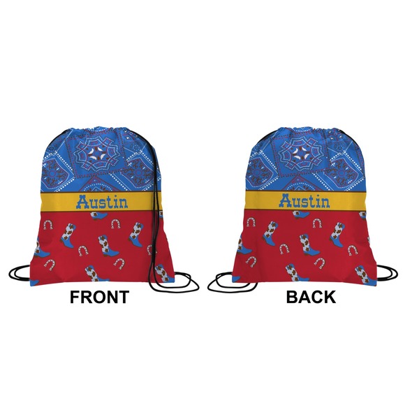 Cowboy Drawstring Backpack Front & Back Small