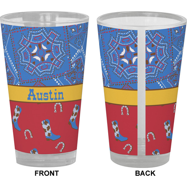 Cowboy Pint Glass - Full Color - Front & Back Views