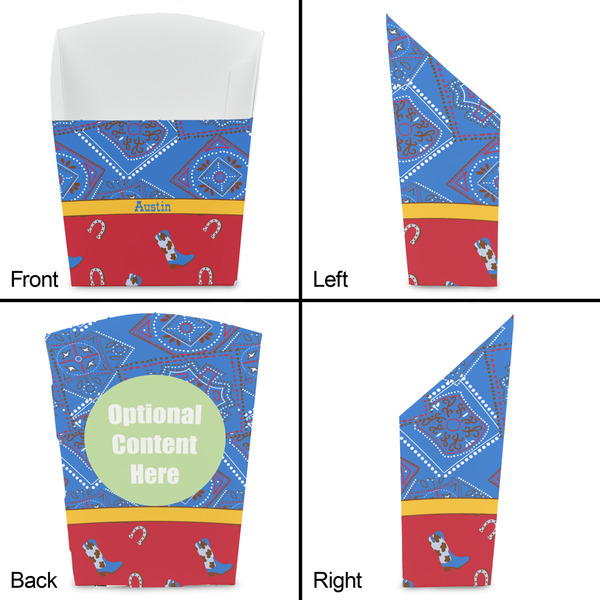 Cowboy French Fry Favor Box - Front & Back View