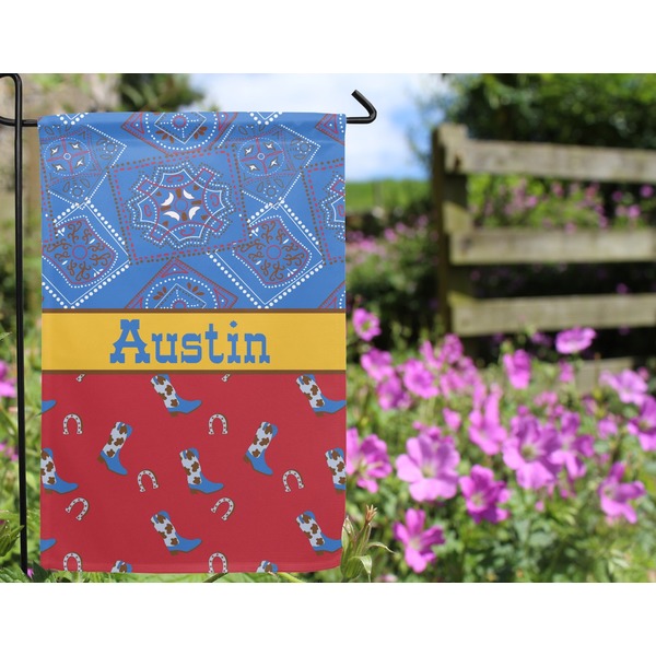 Cowboy Garden Flag - Outside In Flowers