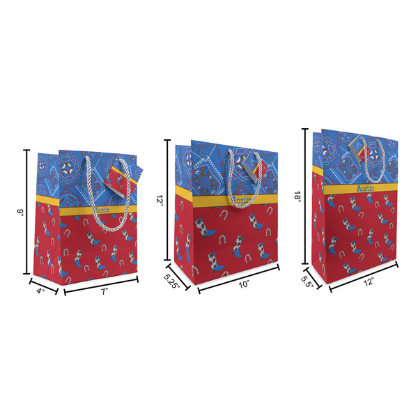 Cowboy Gift Bags - All Sizes - Dimensions