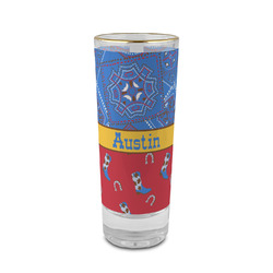 Cowboy 2 oz Shot Glass - Glass with Gold Rim (Personalized)
