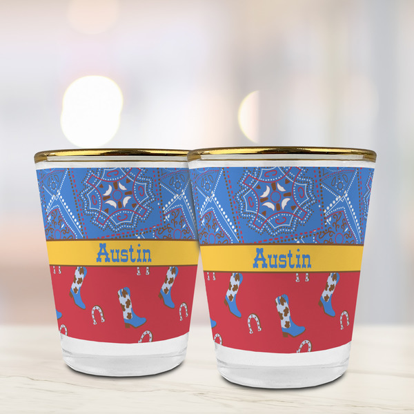 Cowboy Glass Shot Glass - with gold rim - LIFESTYLE