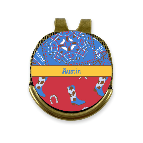 Custom Cowboy Golf Ball Marker - Hat Clip - Gold