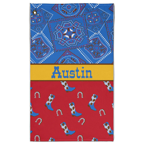 Custom Cowboy Golf Towel - Poly-Cotton Blend w/ Name or Text