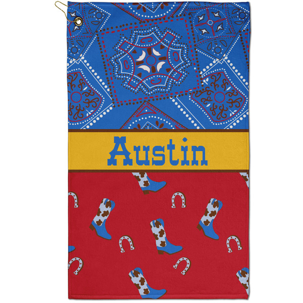 Custom Cowboy Golf Towel - Poly-Cotton Blend - Small w/ Name or Text
